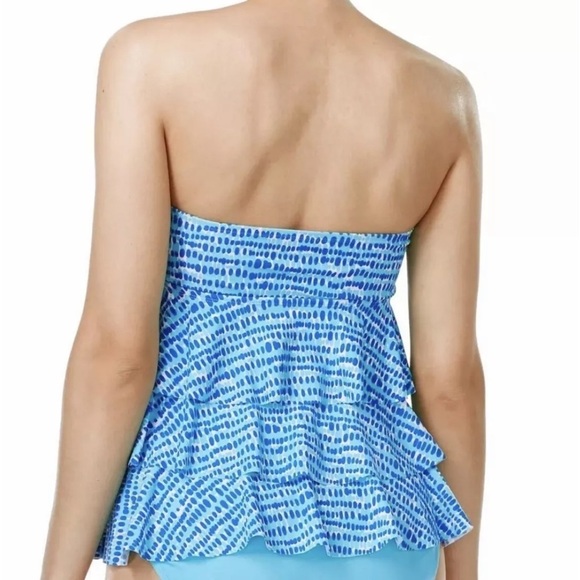 NWT Island Escape Printed Strapless or Halter Ruffled Tankini Top Size 6 - Picture 2 of 10
